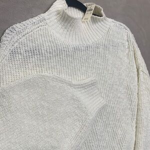 aerie Cream Cowl Neck Chunky Knit Sweater